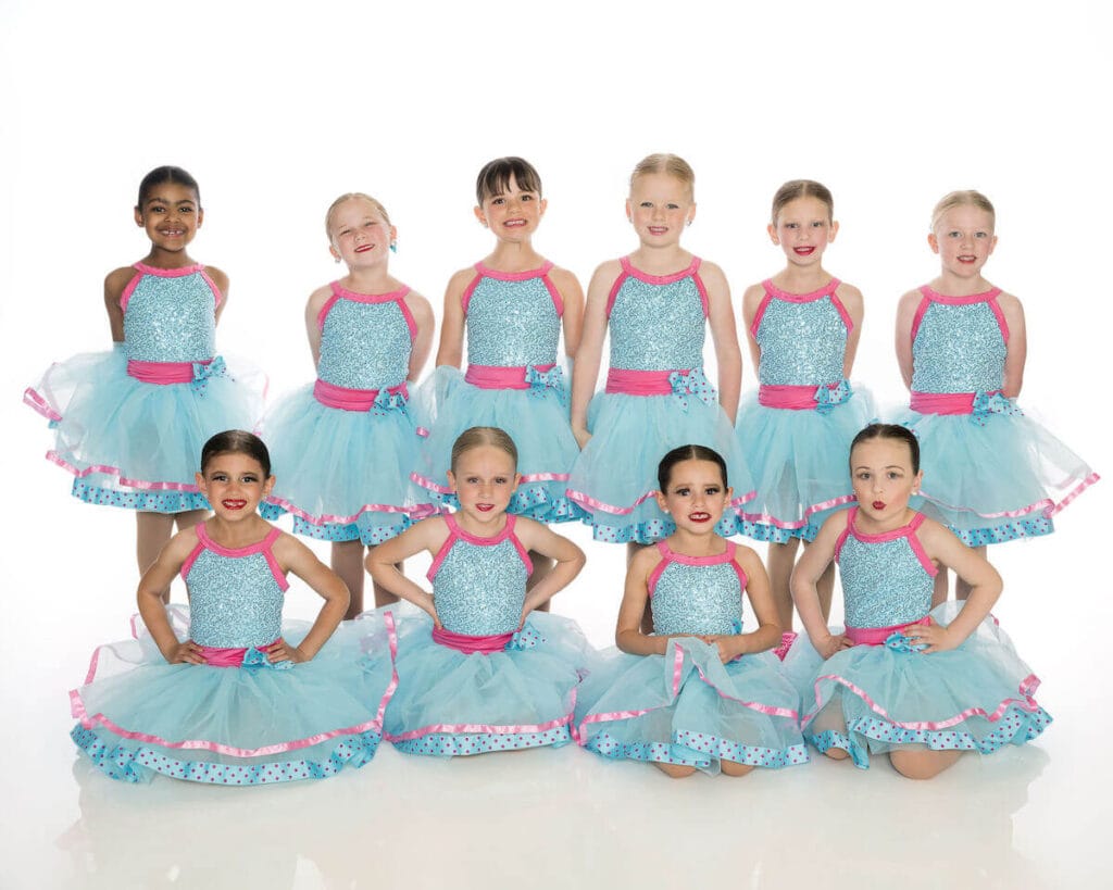 4 year old dancers posing at Prestige Dance Studio in Cedar Rapids